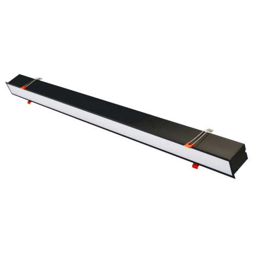 54W melns lineārs LED gaismeklis, iebūvējams griestos ESNA_Avārijas